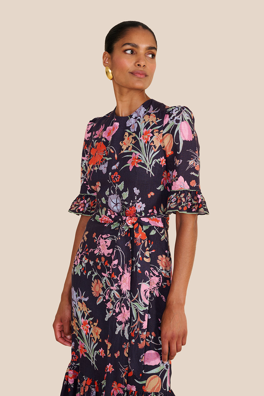 Aster Navy Floral Bouquet Dress