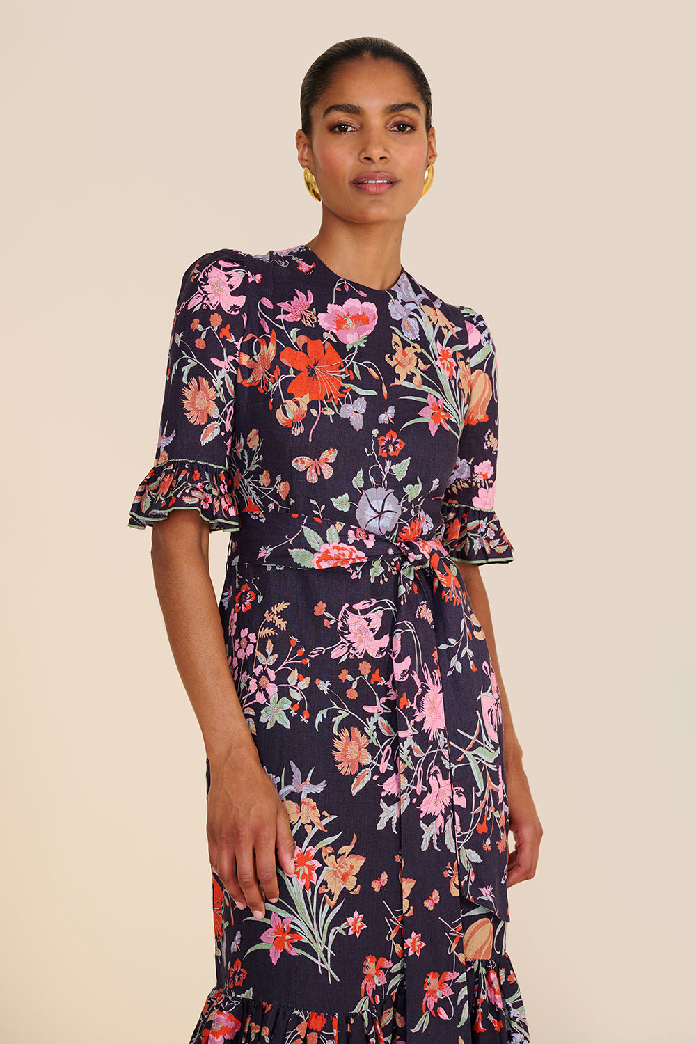 Aster Navy Floral Bouquet Dress