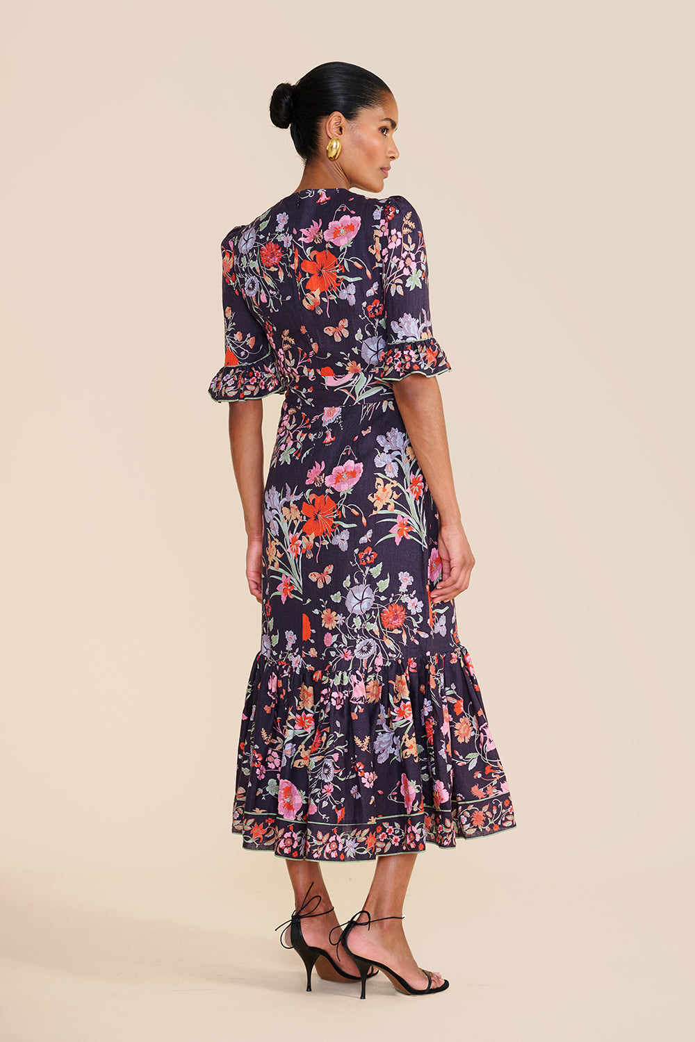 Aster Navy Floral Bouquet Dress