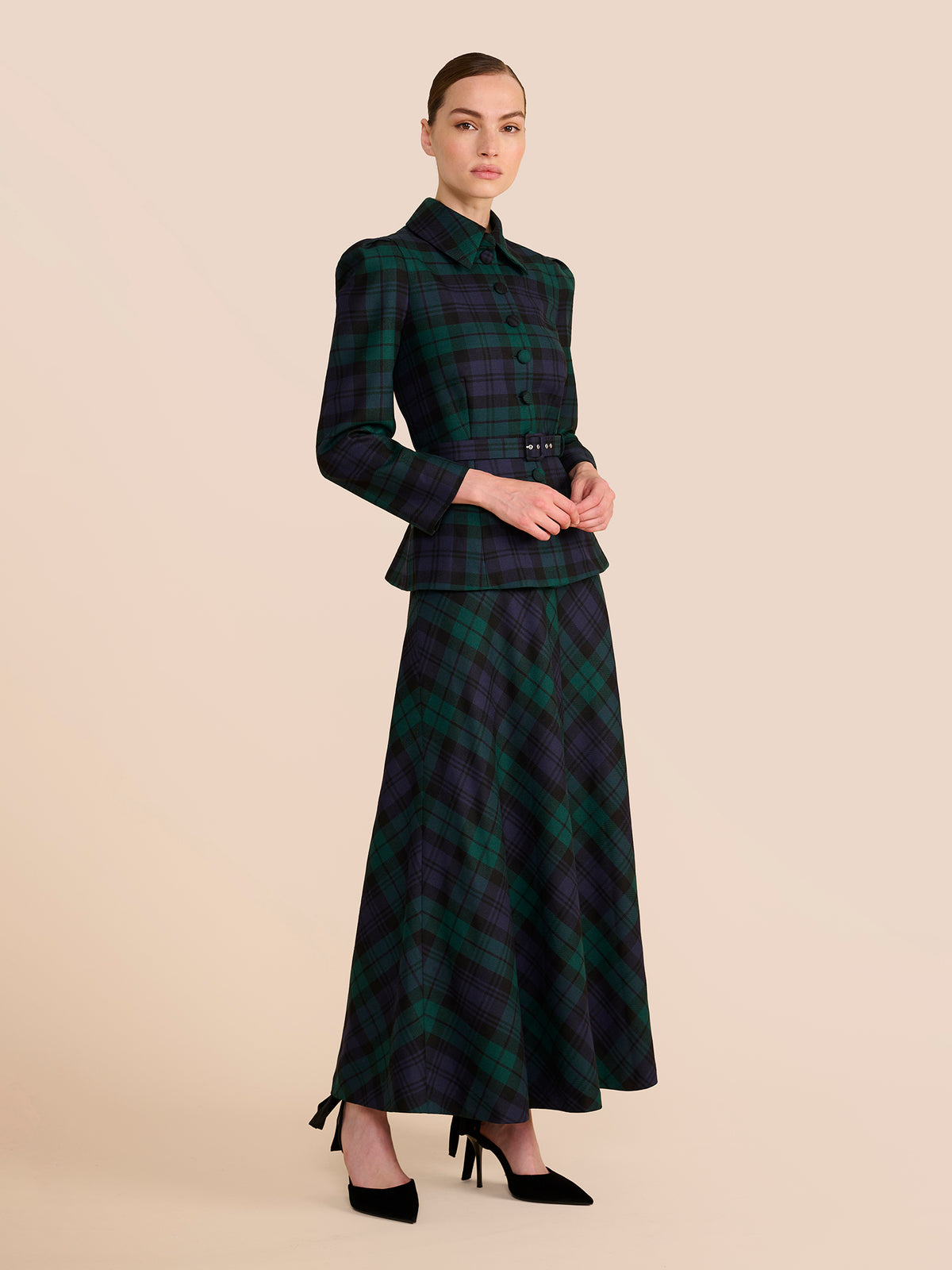 Bethany Evergreen Tartan Long Sleeve Top