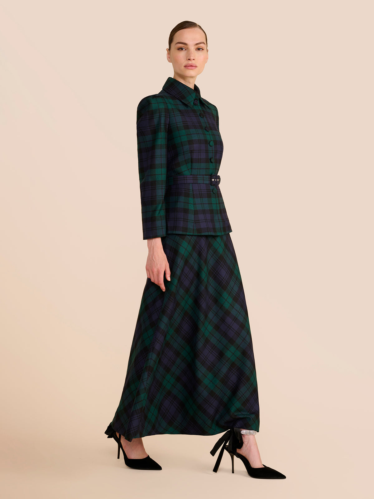 Bethany Evergreen Tartan Long Sleeve Top