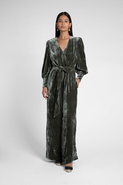 Maisie Moss Velvet Jumpsuit