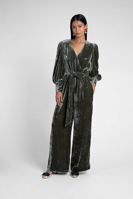 Maisie Moss Velvet Jumpsuit