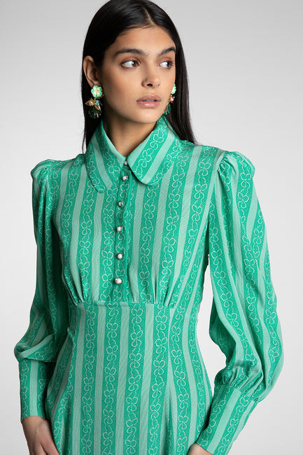 Calla Emerald Bow Dress