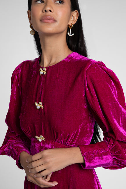 Posey Berry Velvet Dress