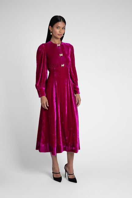 Posey Berry Velvet Dress