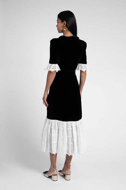 Aster Black Silk Velvet Dress