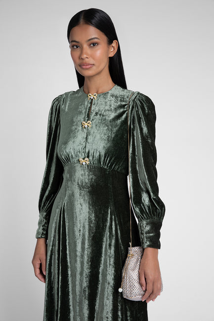 Posey Moss Green Velvet Dress