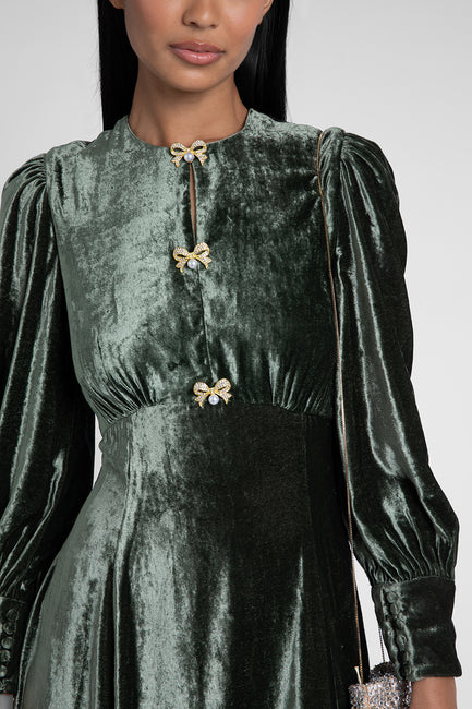 Posey Moss Green Velvet Dress