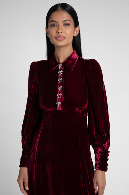 Calla Burgundy Velvet Dress