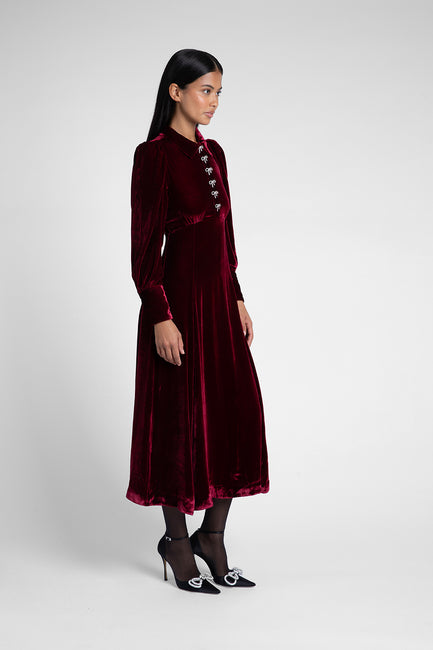 Calla Burgundy Velvet Dress