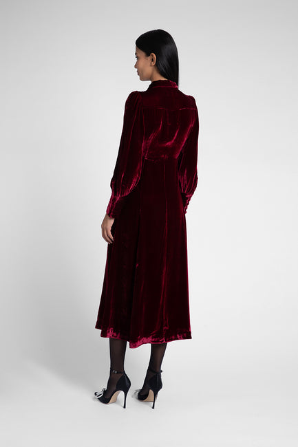 Calla Burgundy Velvet Dress
