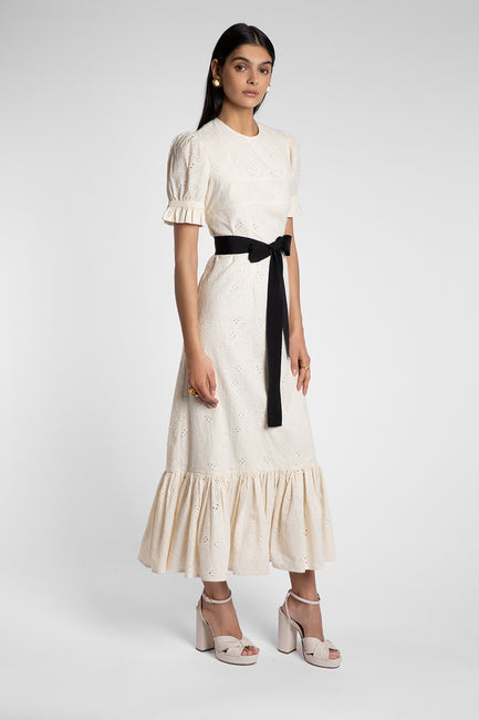 Dorothy Milk Broderie Dress