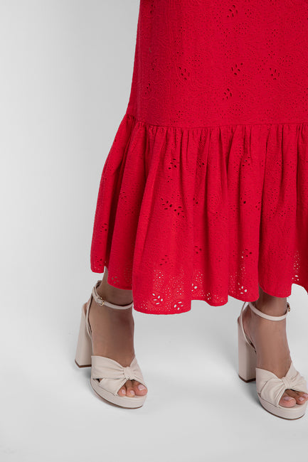 Dorothy Red Broderie Dress