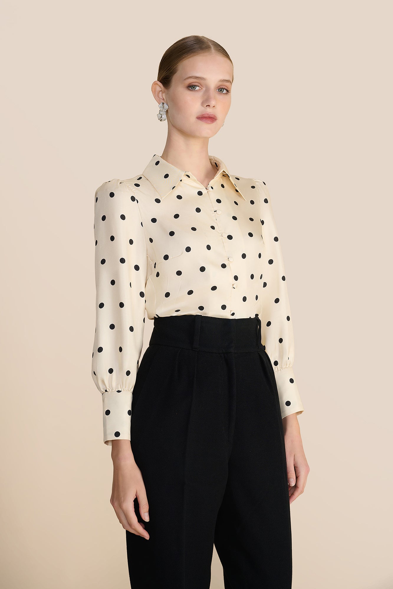 Cecily Cream Polka Spot Blouse