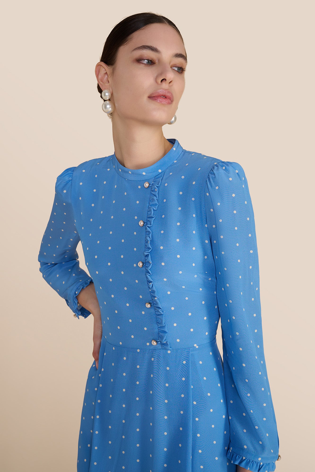 Christina Cornflower Polka Dot Dress