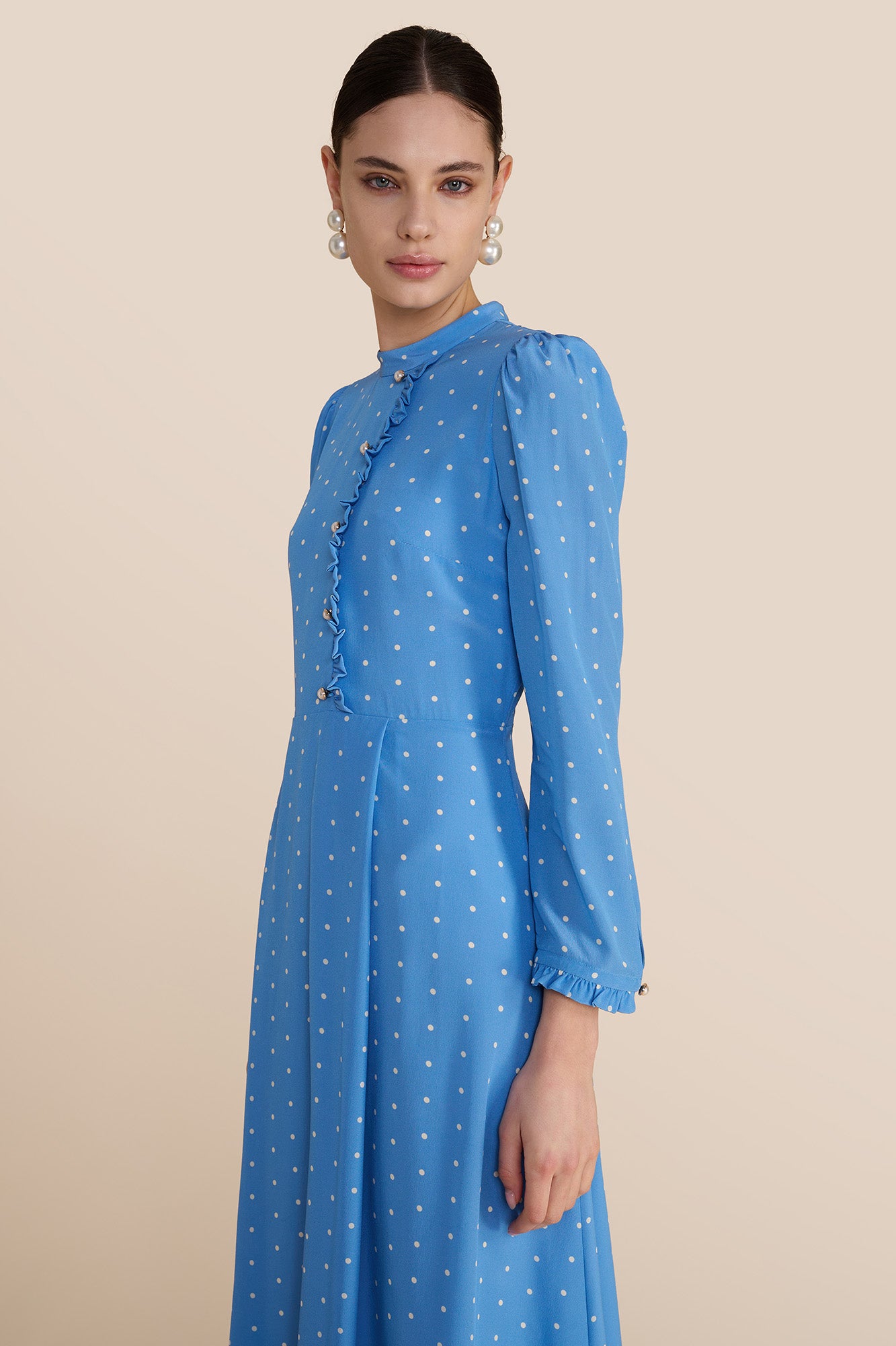 Christina Cornflower Polka Dot Dress
