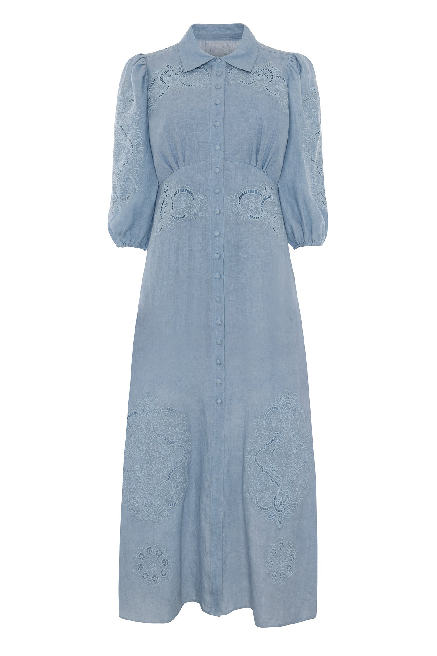 Calla Sky Blue Cutwork Dress