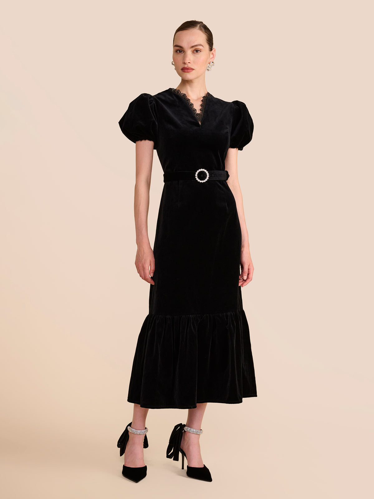 Elsie Black Velvet Dress