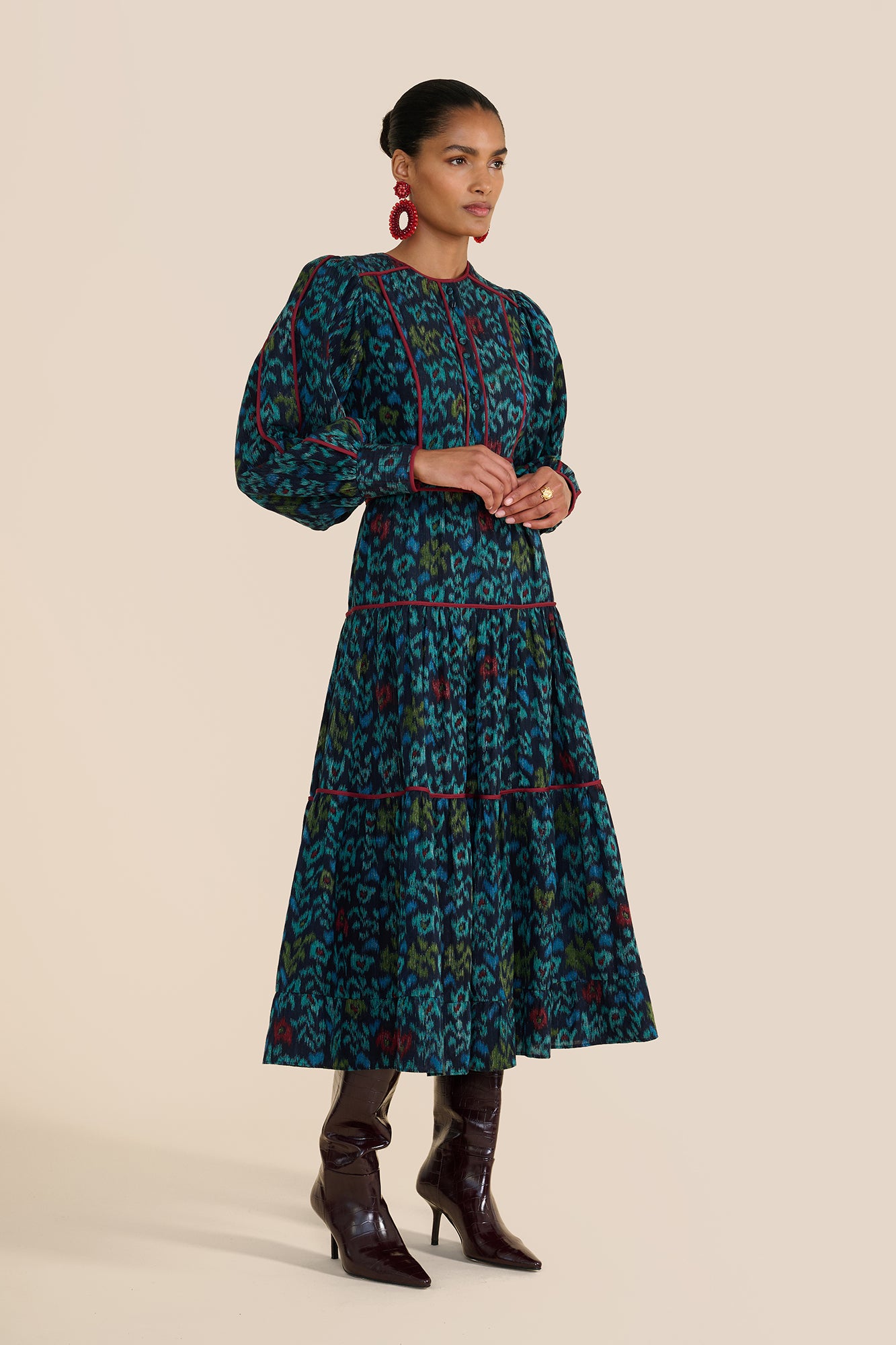Evelyn Floral iKAT Dress