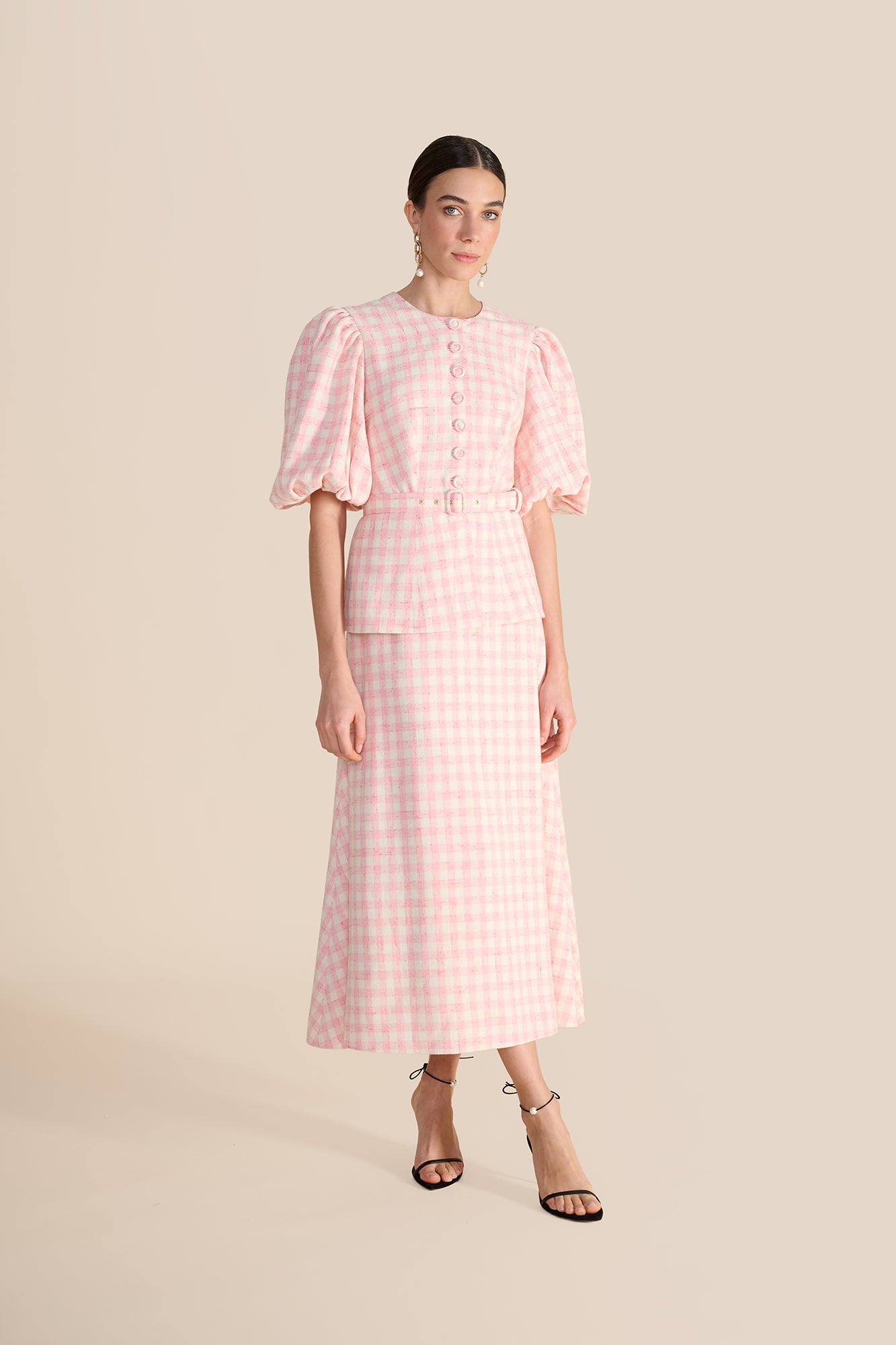 Gabriella Pink & White Tweed Blouse