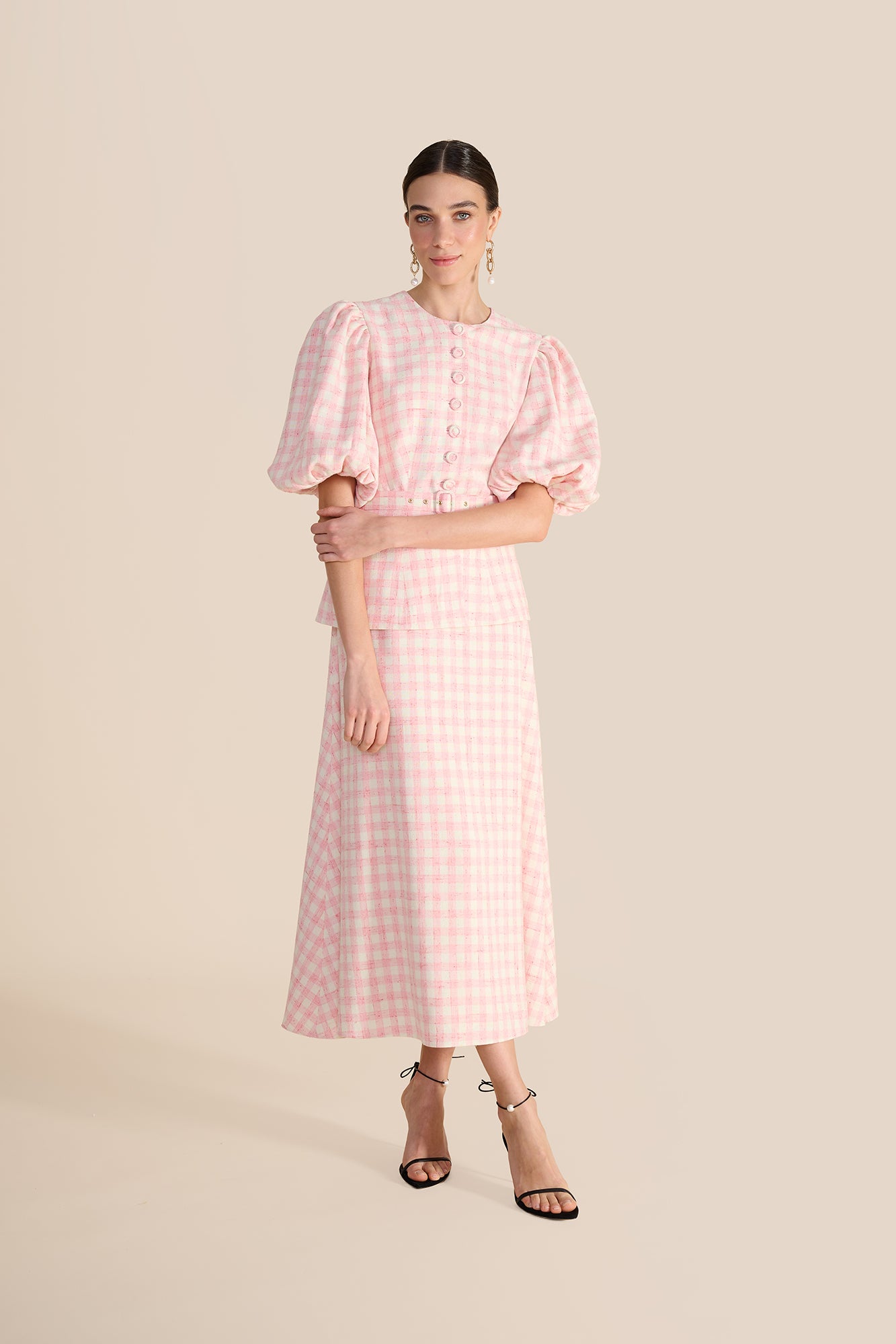 Gabriella Pink & White Tweed Blouse