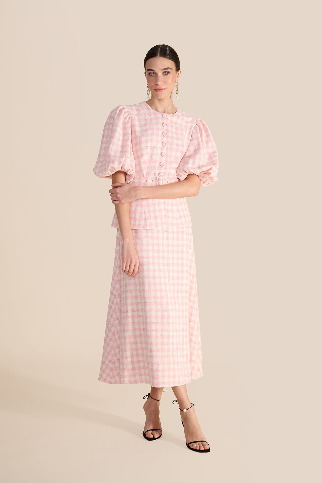 Arabella Pink & White Tweed Skirt