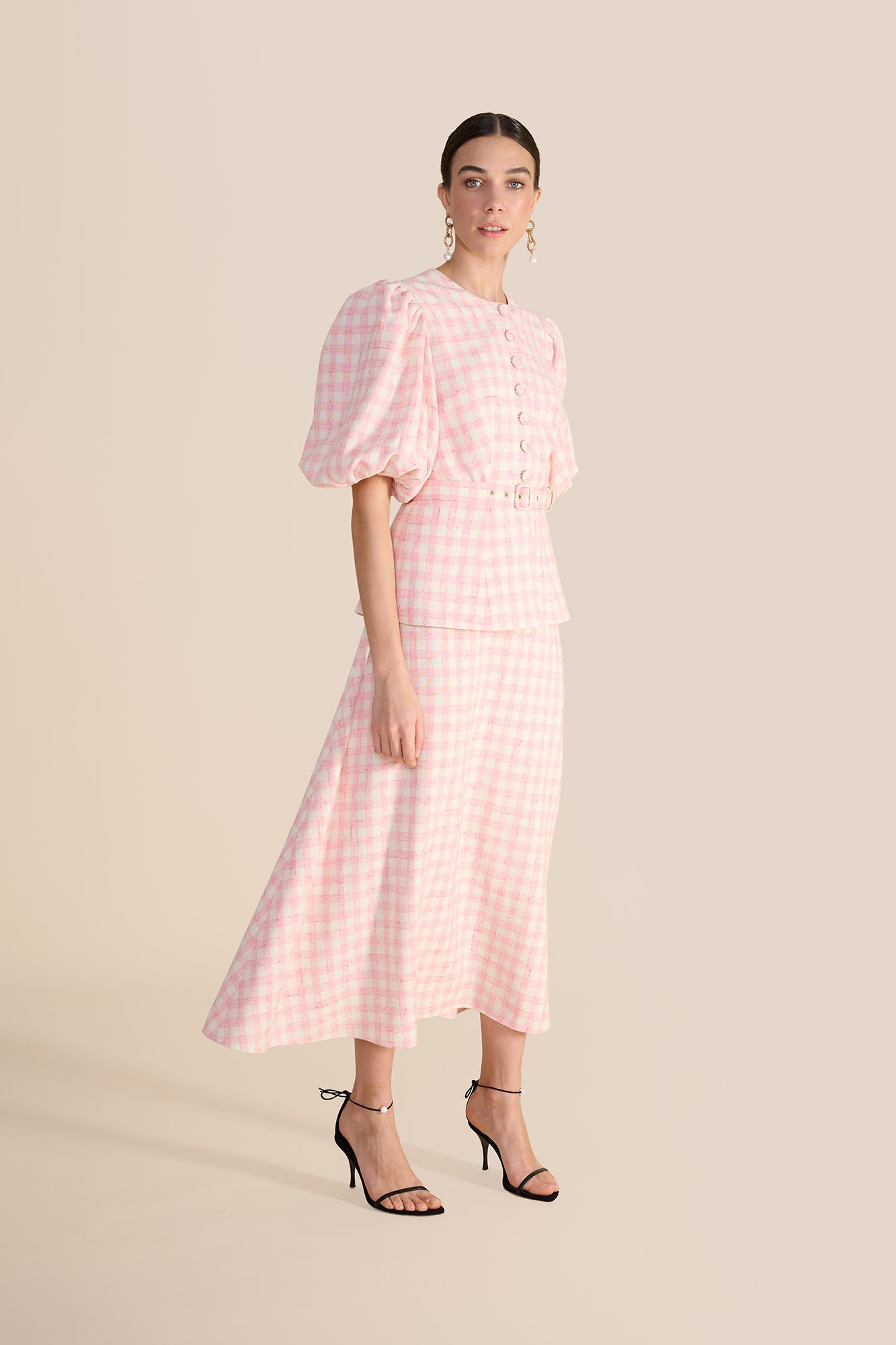 Gabriella Pink & White Tweed Blouse