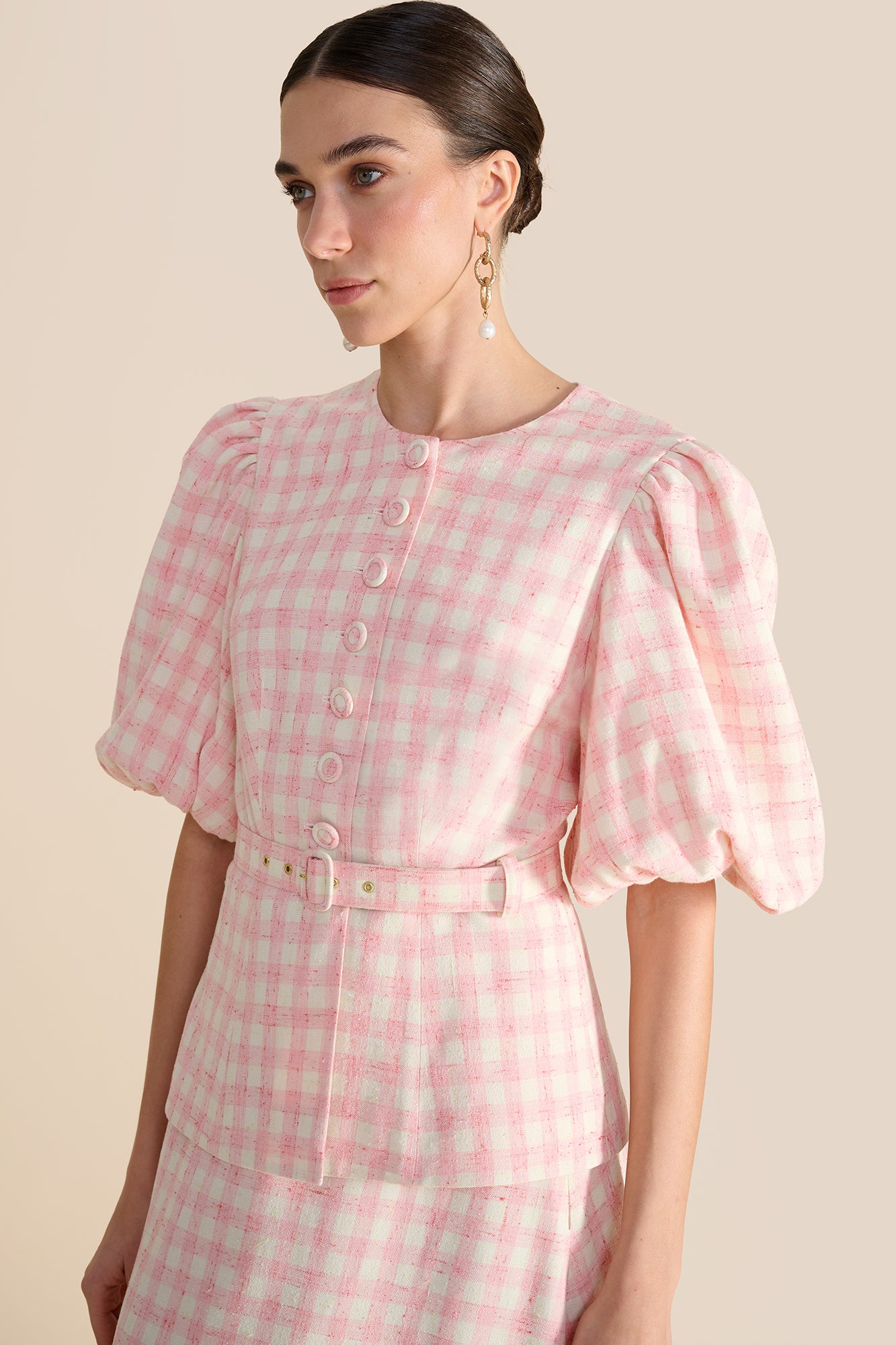 Gabriella Pink & White Tweed Blouse