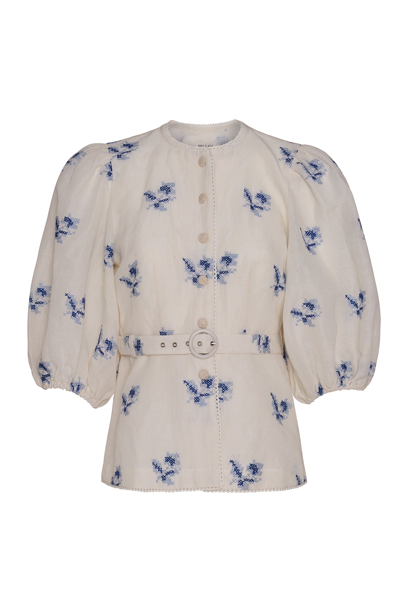 Gabriella White Hatch Rose Blouse