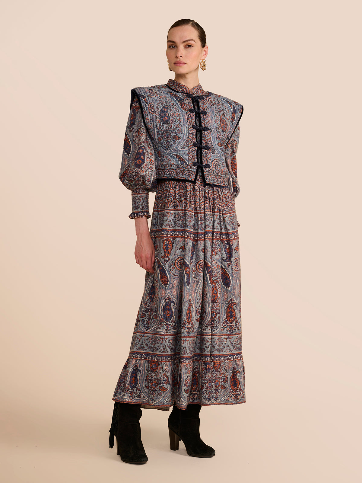 Gaia Blue Paisley Gilet