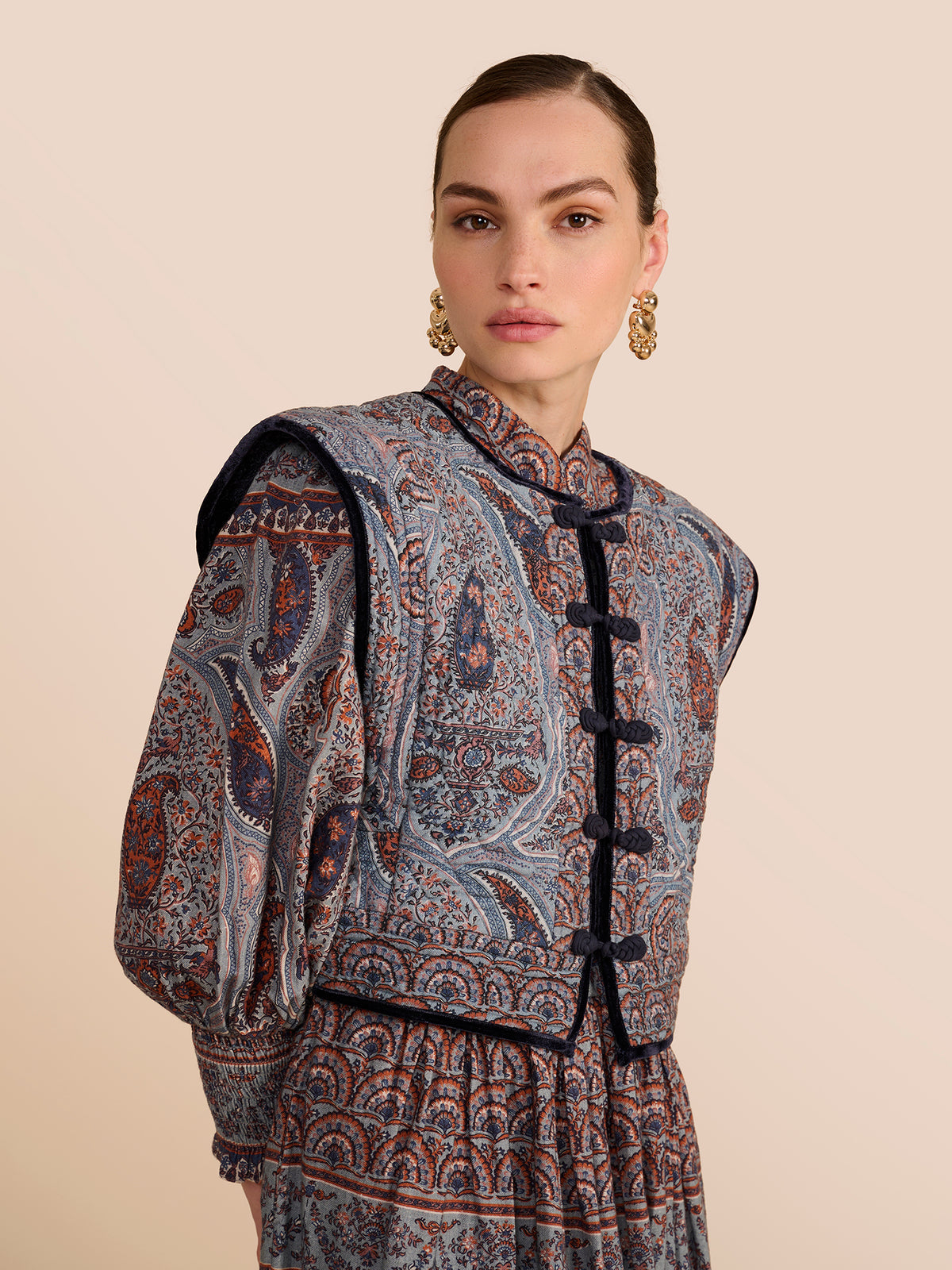 Gaia Blue Paisley Gilet