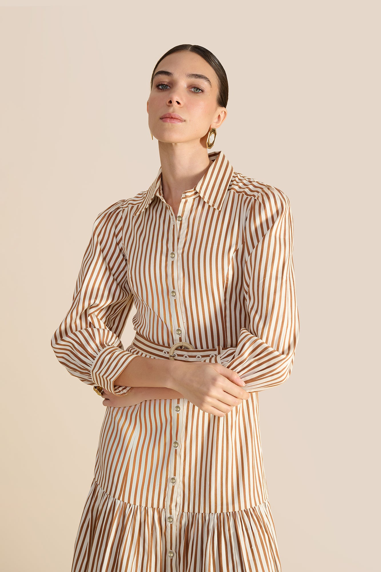 Helena Toffee Stripe Dress