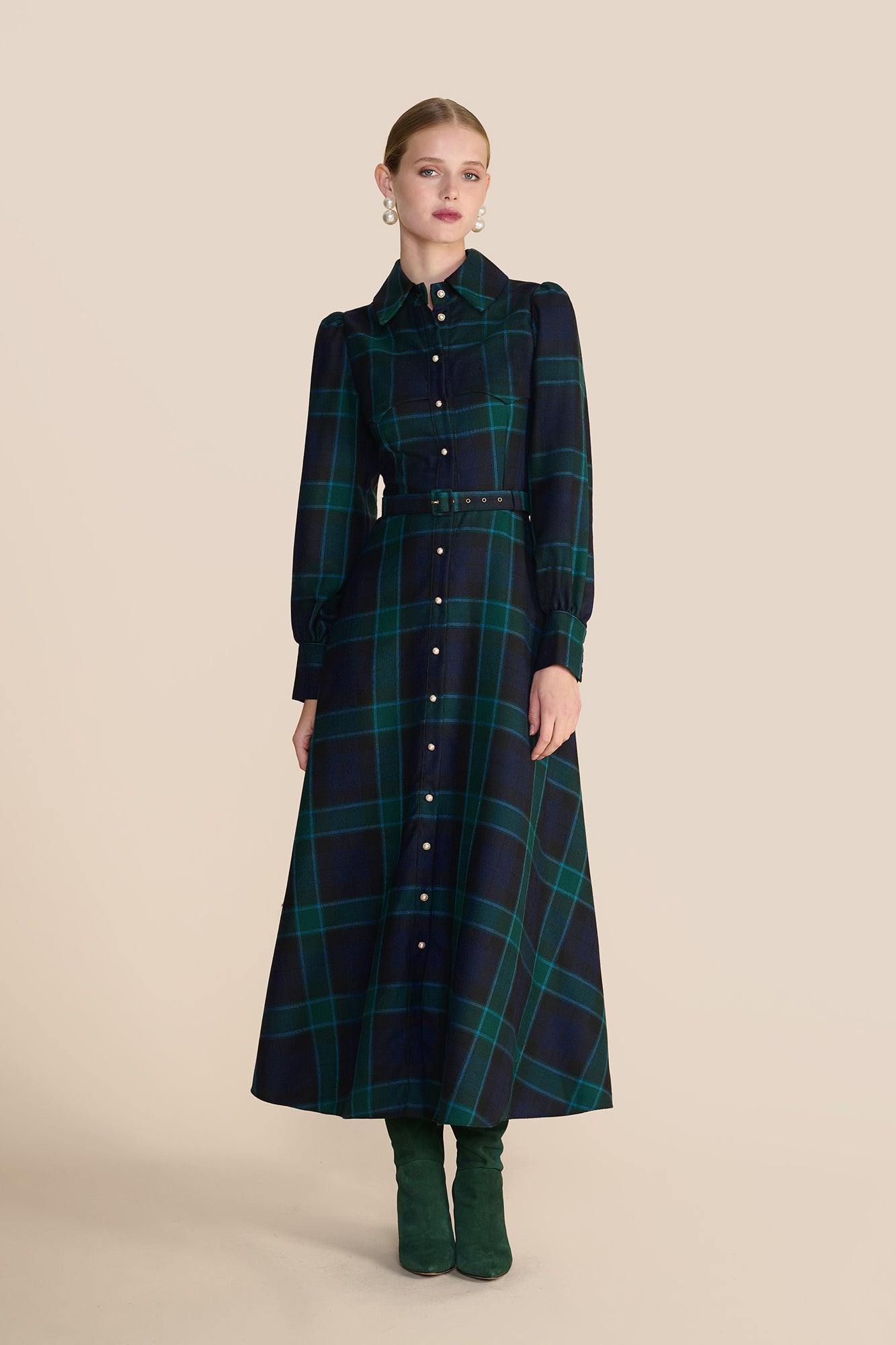 Isadora Evergreen Tartan Dress