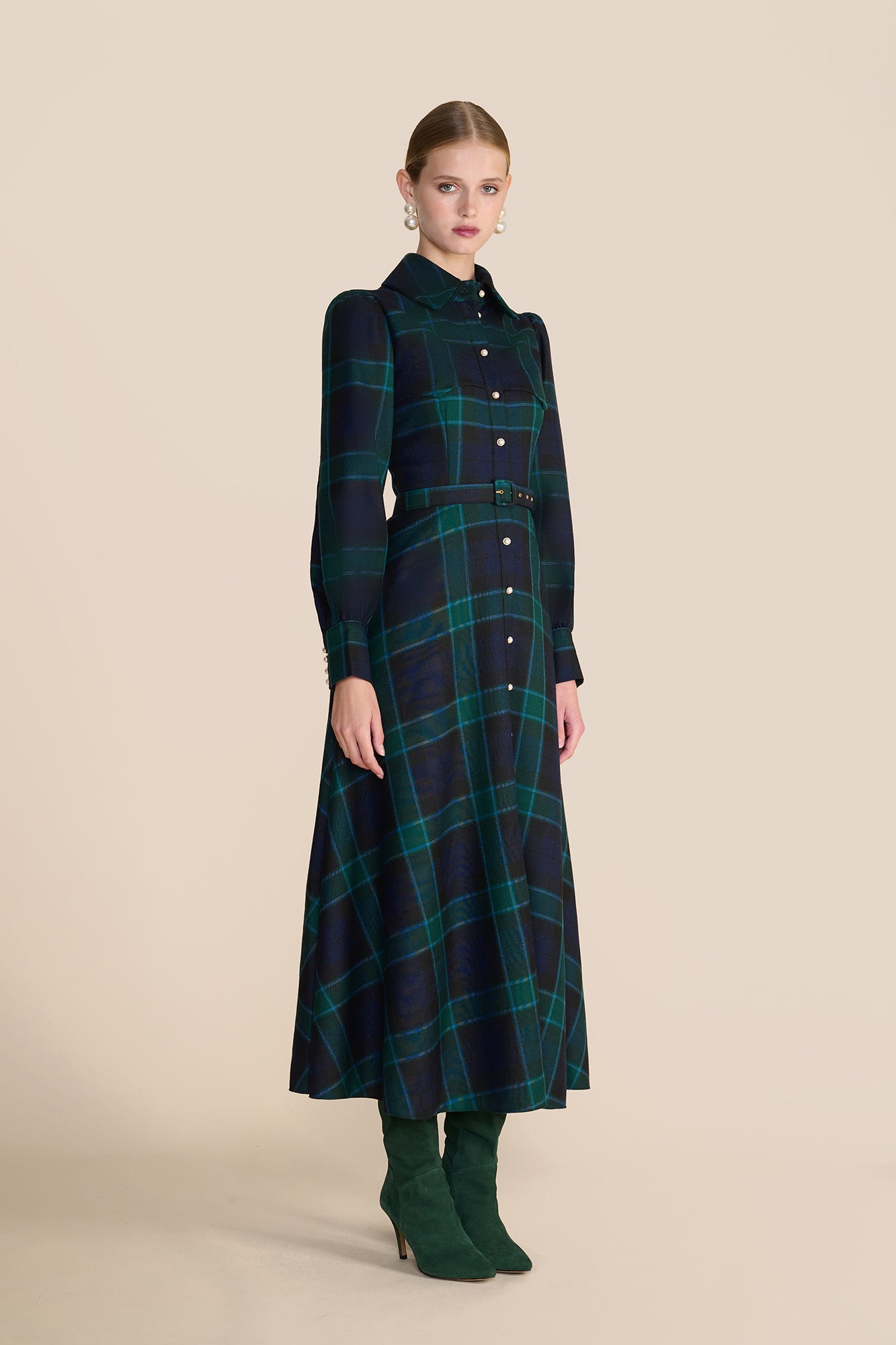 Isadora Evergreen Tartan Dress