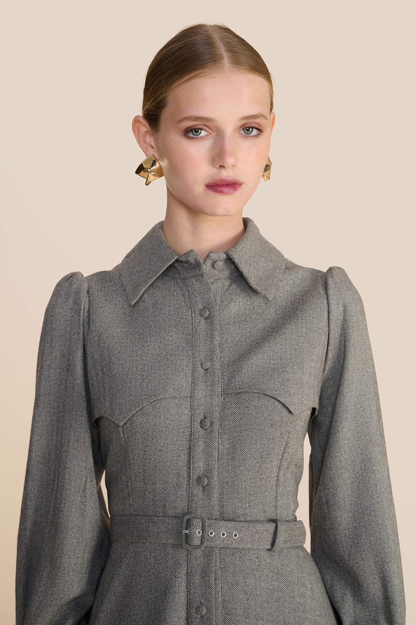 Isadora Grey Herringbone Dress