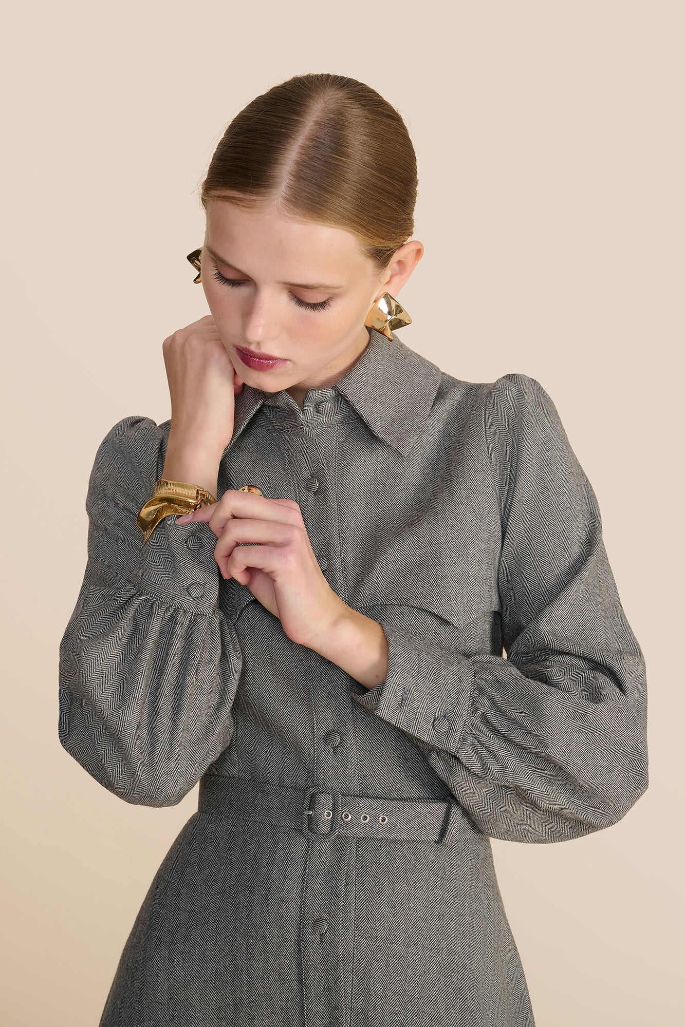 Isadora Grey Herringbone Dress