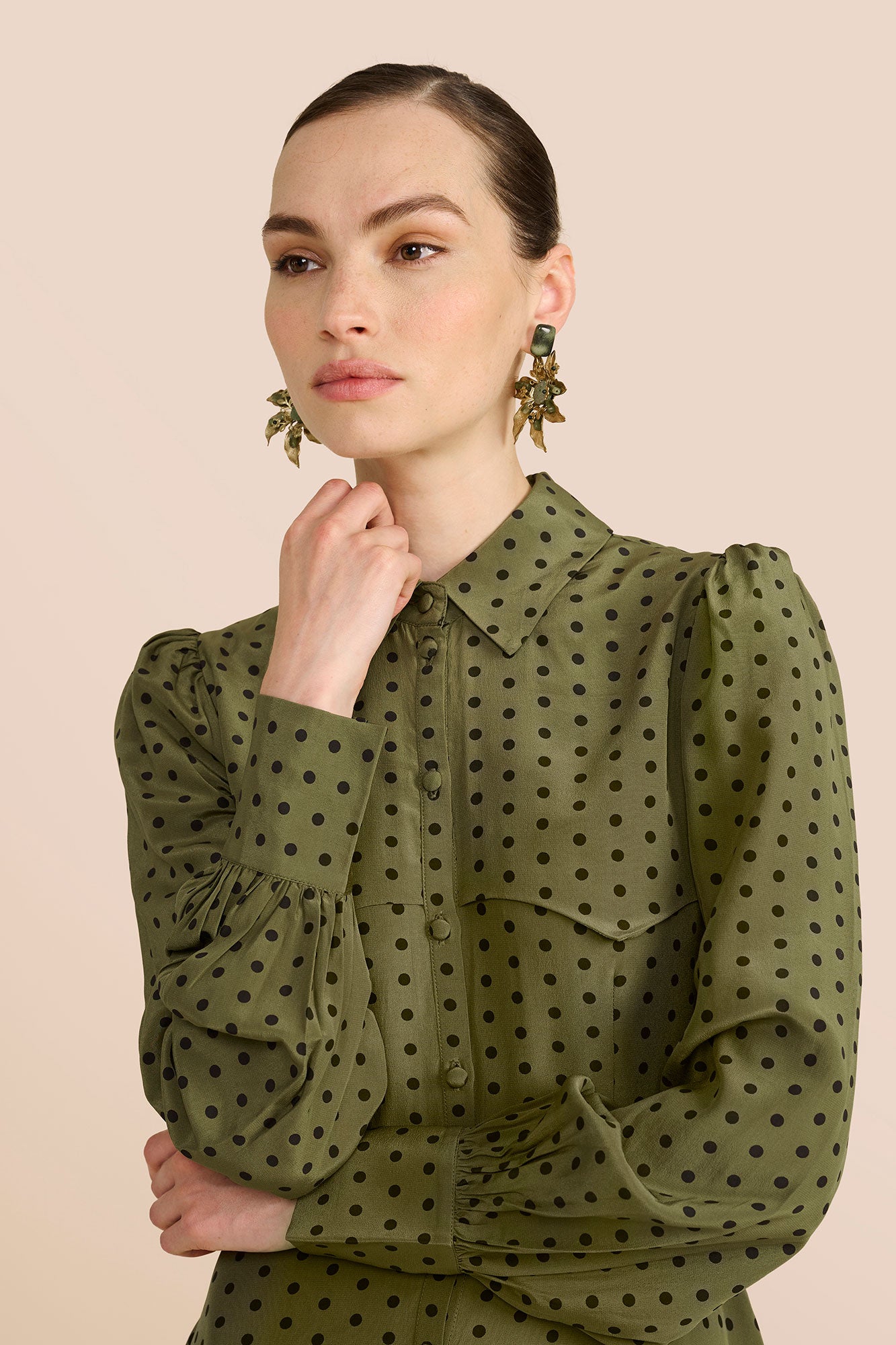 olive green silk dress