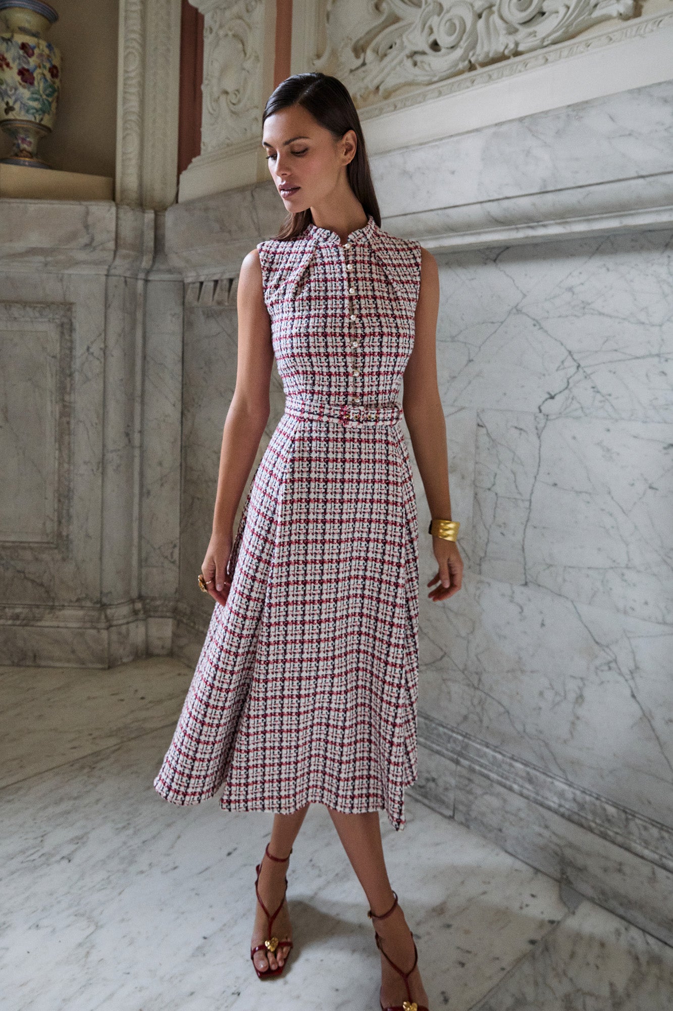 Ahana Sleeveless Check Dress