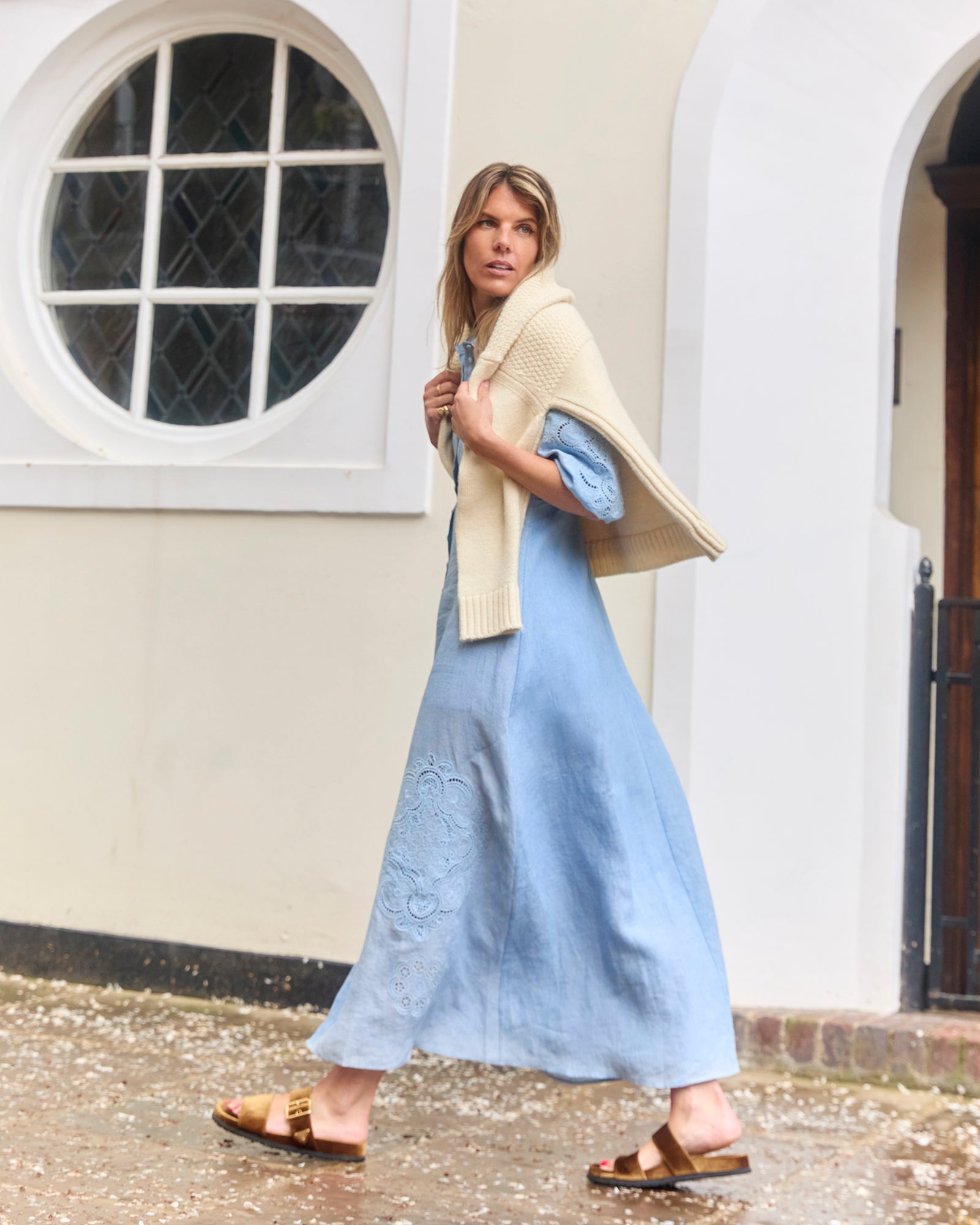 Calla Sky Blue Cutwork Dress