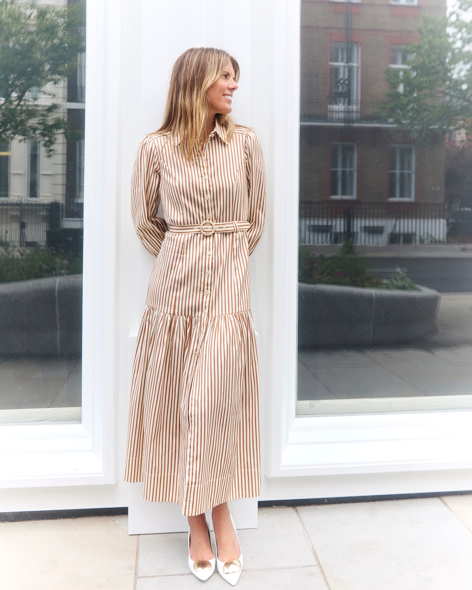 Helena Toffee Stripe Dress