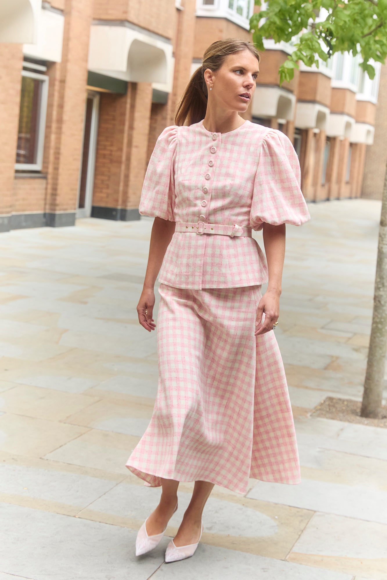 Arabella Pink & White Tweed Skirt