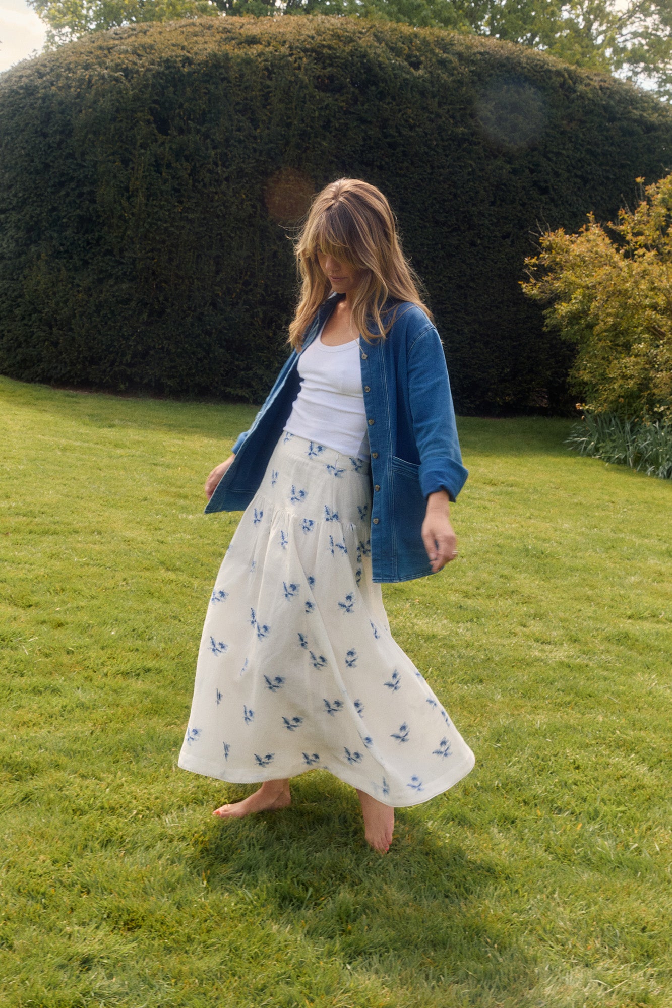 Astra White Hatch Rose Skirt