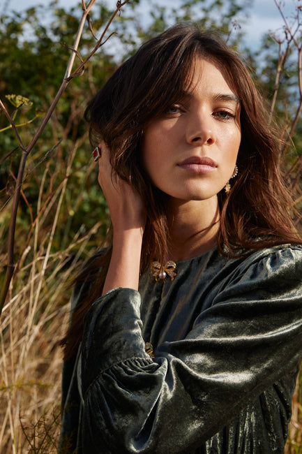 Posey Moss Green Velvet Dress