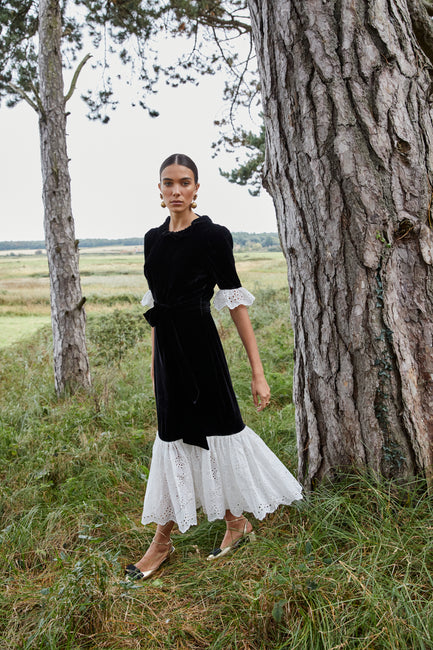Aster Black Silk Velvet Dress