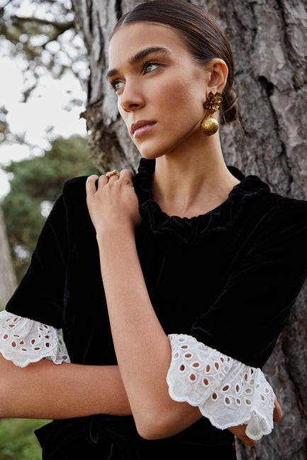 Aster Black Silk Velvet Dress