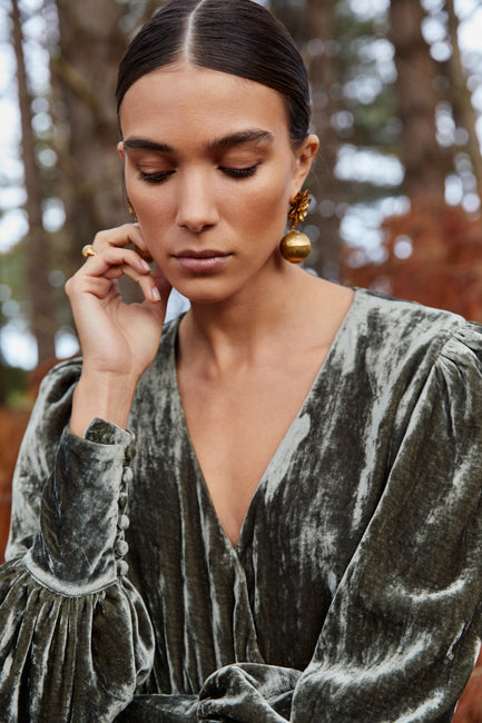 Maisie Moss Velvet Jumpsuit
