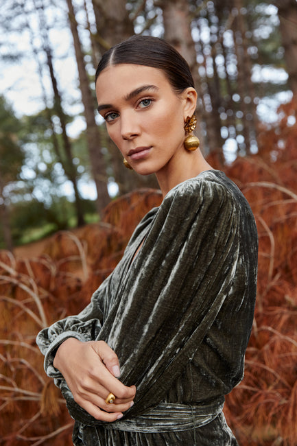 Maisie Moss Velvet Jumpsuit
