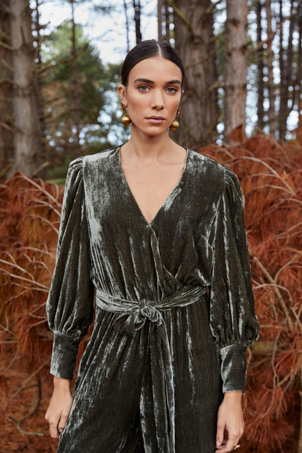 Maisie Moss Velvet Jumpsuit
