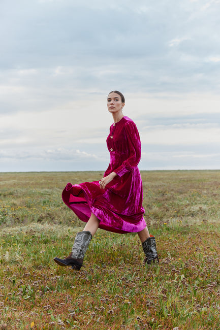 Posey Berry Velvet Dress